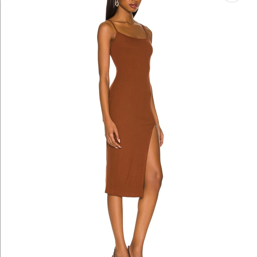 Superdown Brown Silt MIDI dress